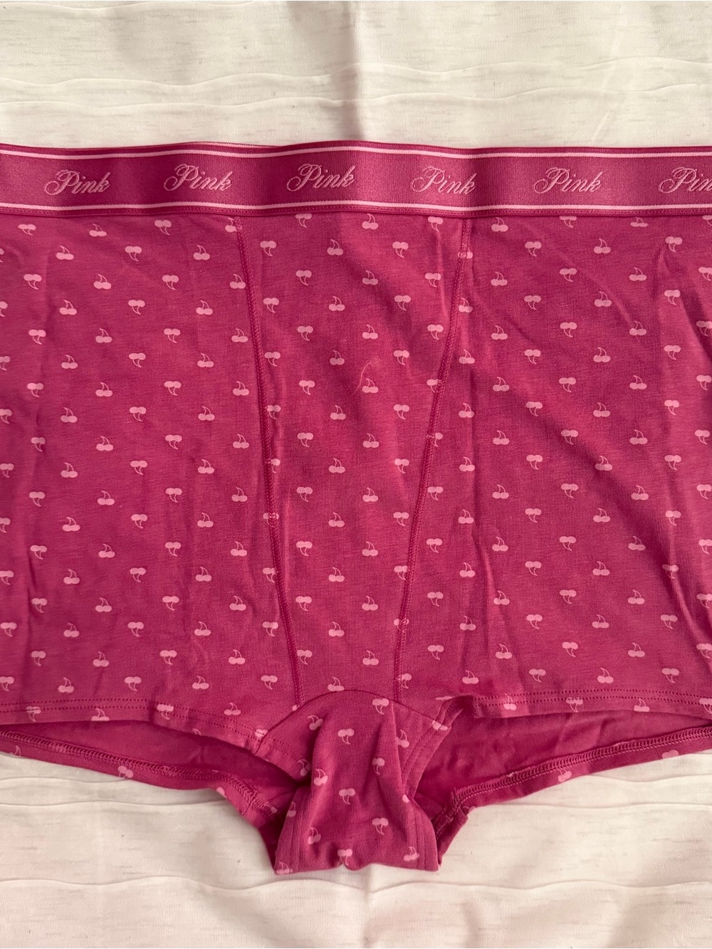 Victoria's Secret PINK Magenta Boyshorts with Light Pink Cherry Print